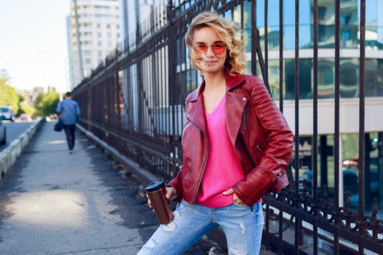 What to wear with a bright leather jacket